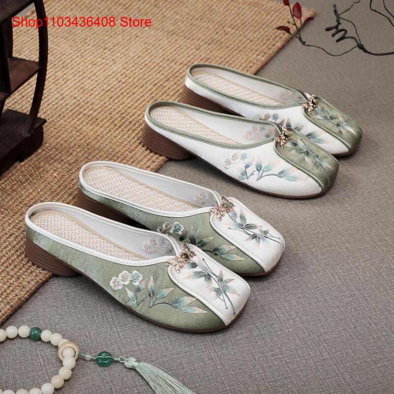 Ethnic And Fashion - 새로운 자수 슬리퍼, 여성용 홈 플랫