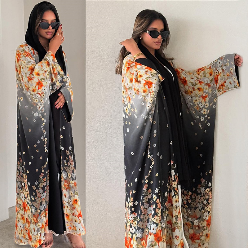 Jalabiya Women Arabic - 이슬람 여성 abaya 카디건 프린트 드레스