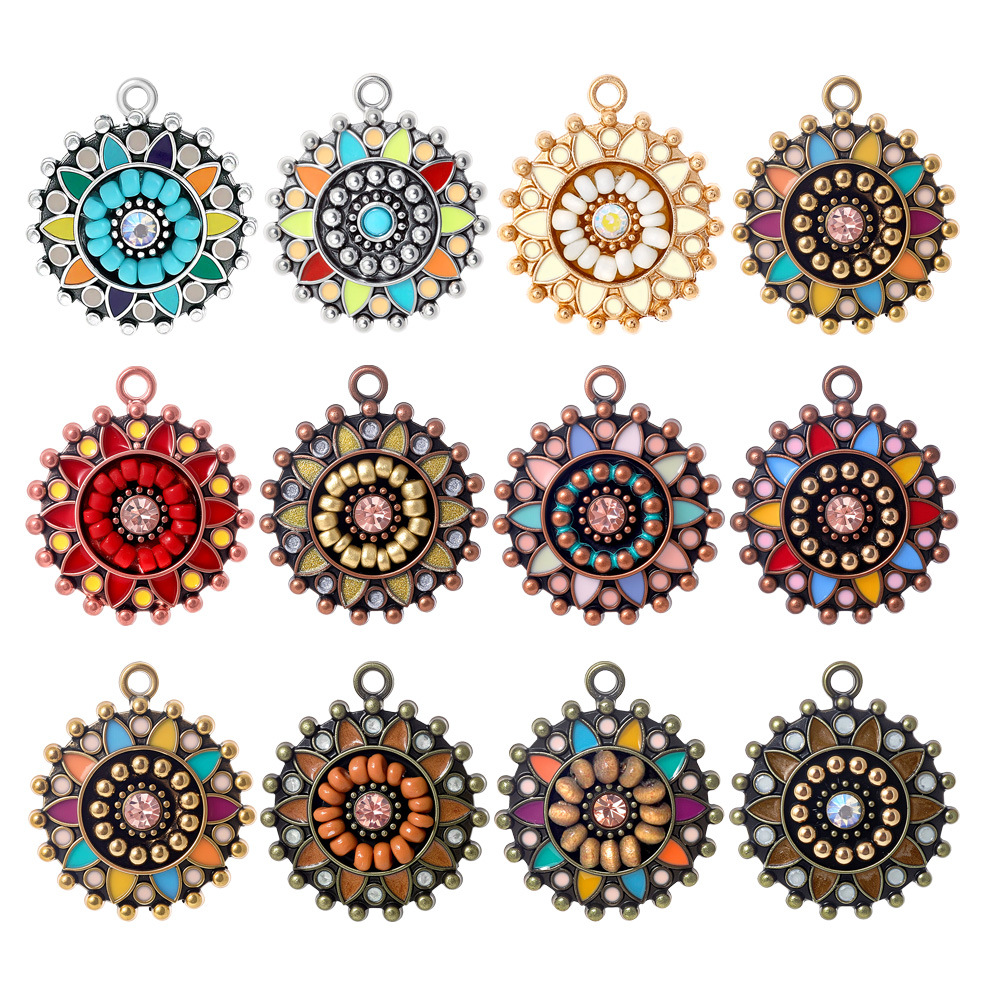 Ethnic Fashion For Ladies - 빈티지 보헤미아 에스닉 에나멜 라운드 참