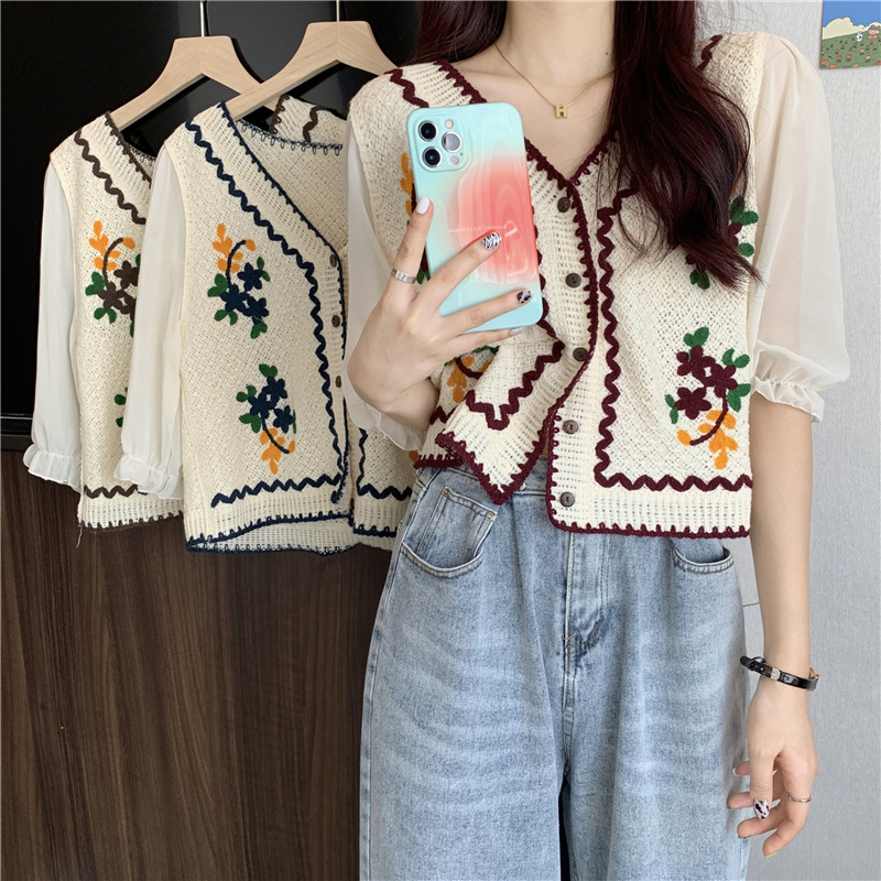 Ethnic Fashion Designer - 한국 스타일 자수 디자인 오픈 가디건
