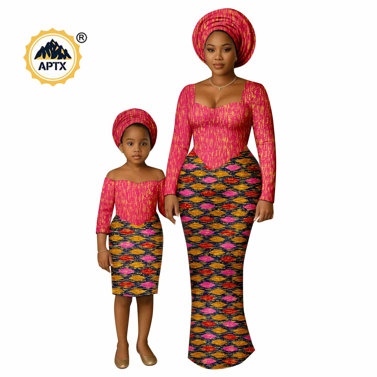 African Ankara Print - 여성을위한 아프리카 프린트 롱 드레스 가족