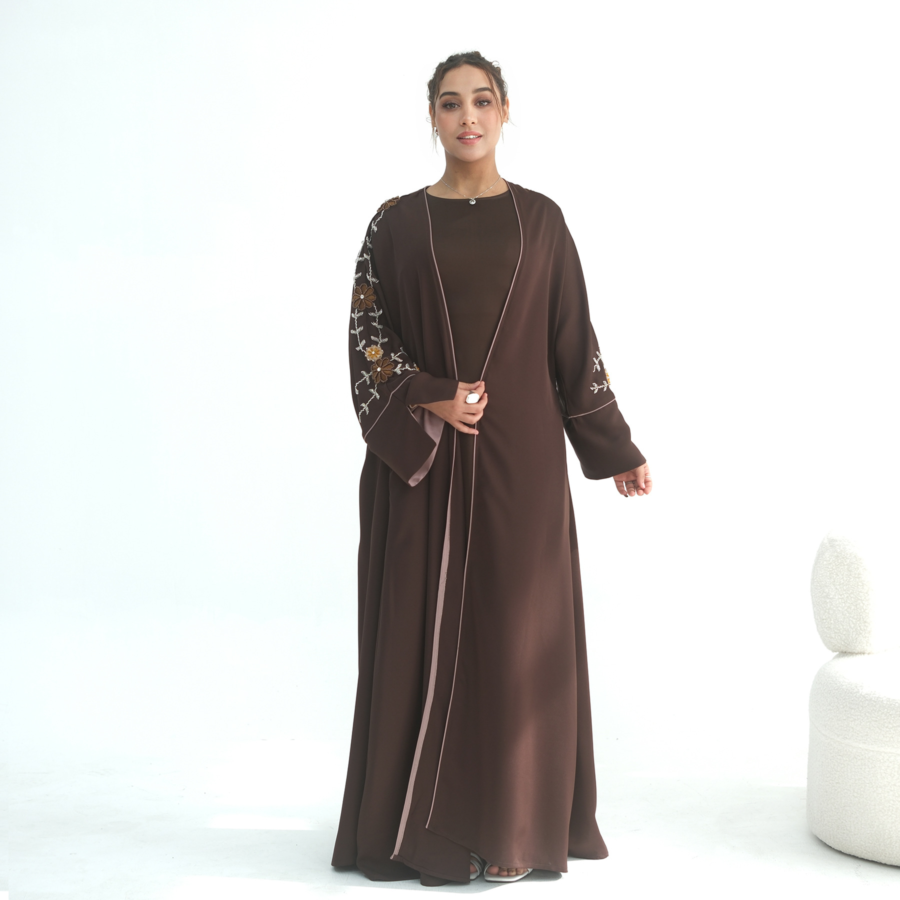 이드 여성 아바야 자수 비딩 두바이 오픈 가디건 무슬림 - Jalabiya Women Arabic 리뷰 및 가격