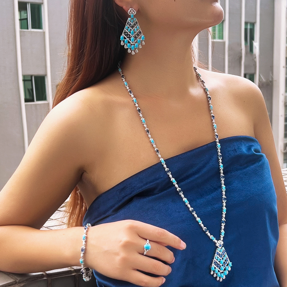CWWZircons 4pcs 우아한 블루 청록색 CZ  - Ethnic Fashion Dubai 리뷰 및 가격