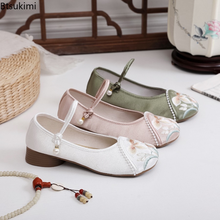 패션 자수 중국 스타일 낮은 굽 여성 신발 우아한 캐주 - Ethnic And Fashion 리뷰 및 가격