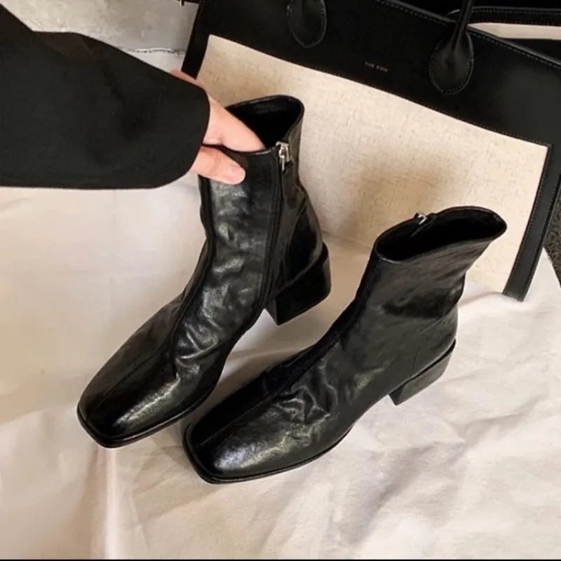 새로운 여성용 디자이너 힐 앵클 부츠 패션 스퀘어 토  - Ethnic Fashion Designer 리뷰 및 가격
