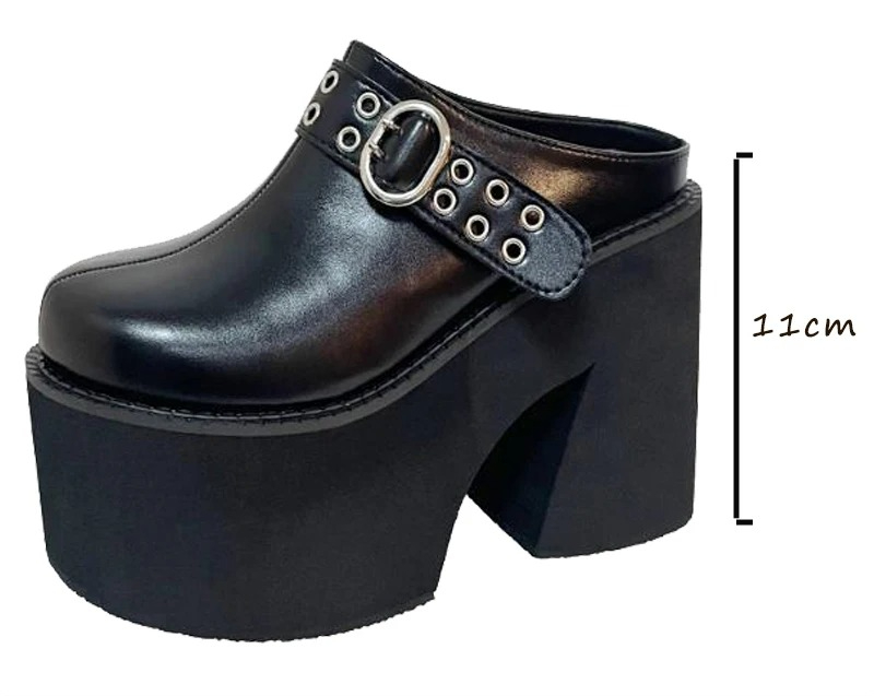 11cm PU 가죽 플랫 여성 패션 하이힐 펌프스 플랫 - Ethnic Fashion For Ladies 리뷰 및 가격