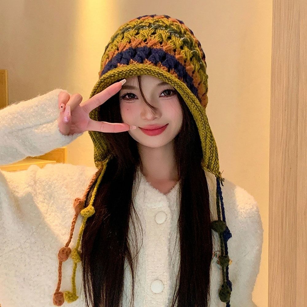 패션 레인보우 스트라이프 니트 모직 모자 태슬 방풍 귀 - Winter Ethnic Fashion For Women 리뷰 및 가격