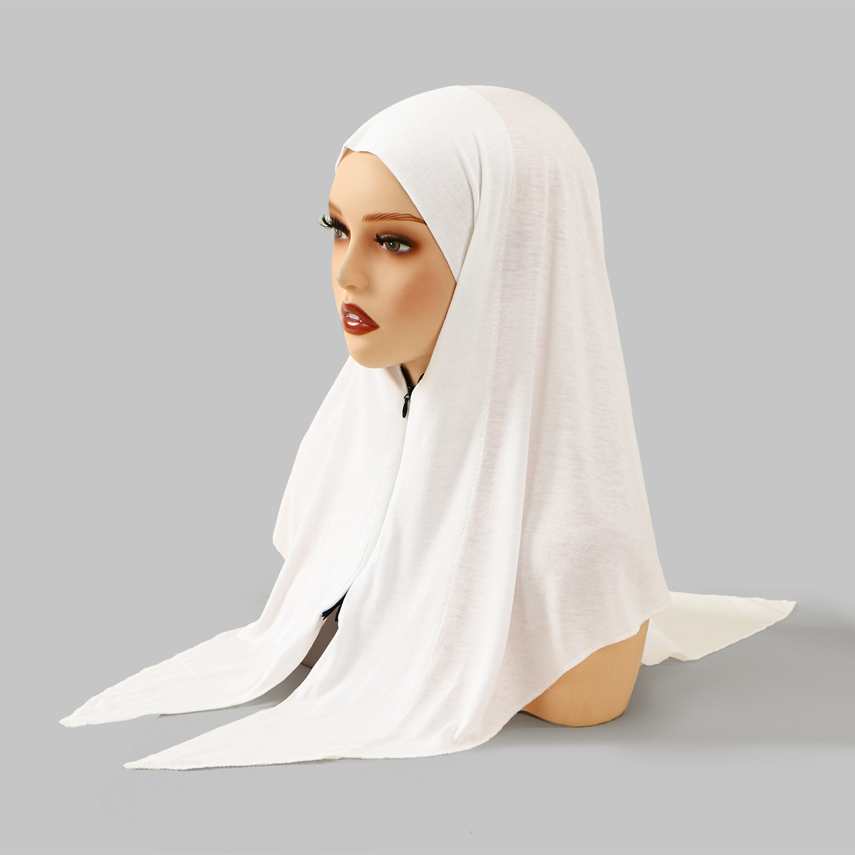 지퍼 디자인 무슬림 히잡 솔리드 그레이 인스턴트 스카프 - Ethnic Fashion Designer 리뷰 및 가격